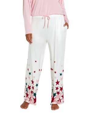 Wildfox Wake Up Prosecco Star Print White Pink Star Print Pajama Lounge Pants M